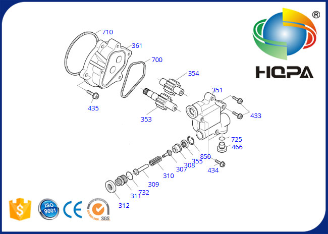 Numéro de la pièce :  1.180-00460 groupe :  Phoque hydraulique Kit Fit de pompe à engrenages pour le modèle : Doosan DH215-9 DX225NLC 220LC-6 SOLAIRE